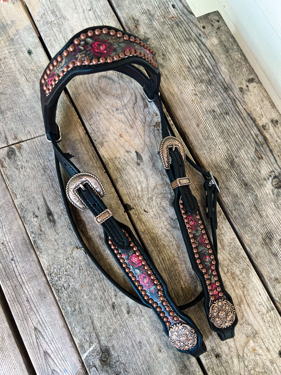 [ In Stock ] Holiday Pattern headstall - browband black