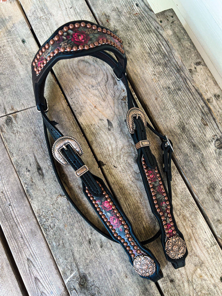 [ In Stock ] Holiday Pattern headstall - browband black