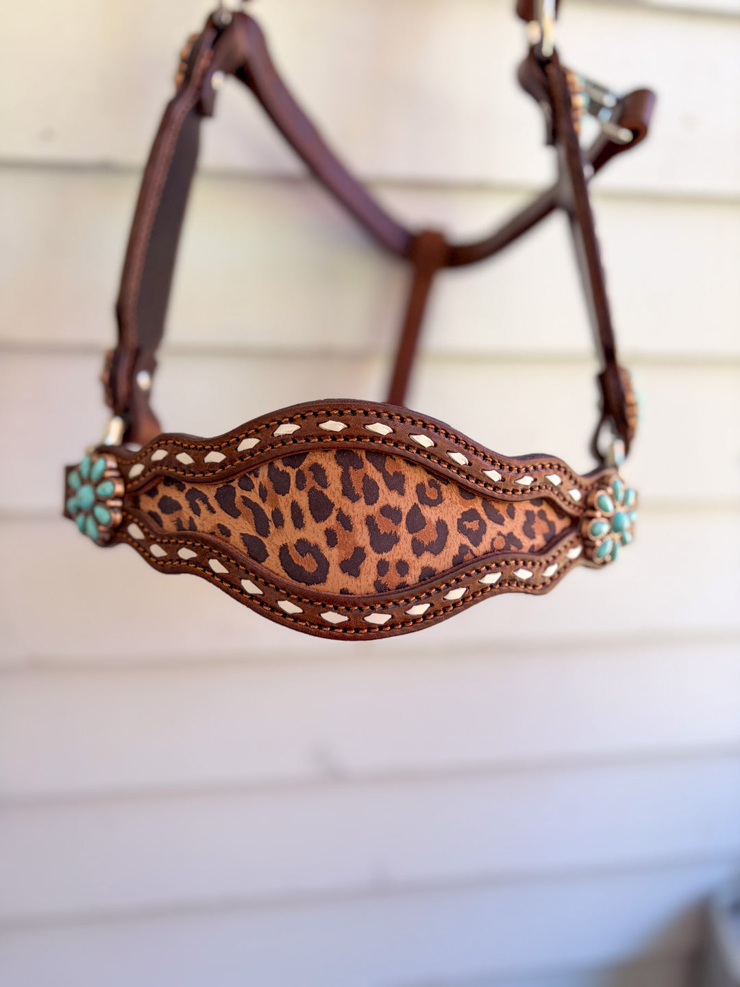 [ Stock] Full Leather Halter - Leopard  on Hickory