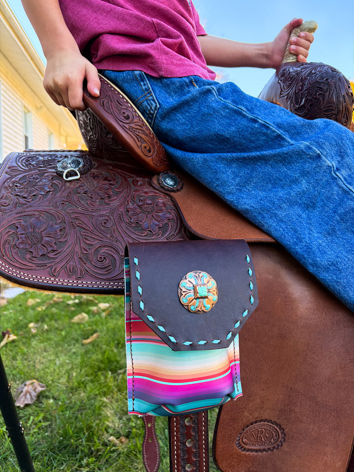 [In Stock] Sedona with turquoise  -  Back Cinch Saddle Bag