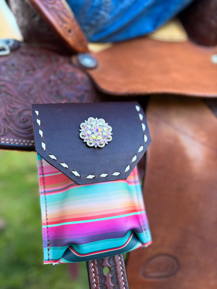 [In Stock] Sedona with white lace  -  Back Cinch Saddle Bag