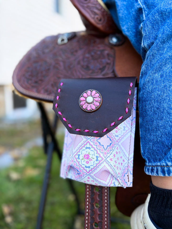 [In Stock] Purple and pink patchwork  -  Back Cinch Saddle Bag