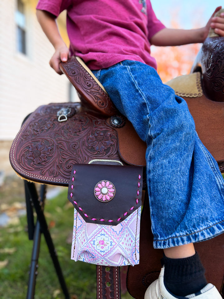 [In Stock] Purple and pink patchwork  -  Back Cinch Saddle Bag