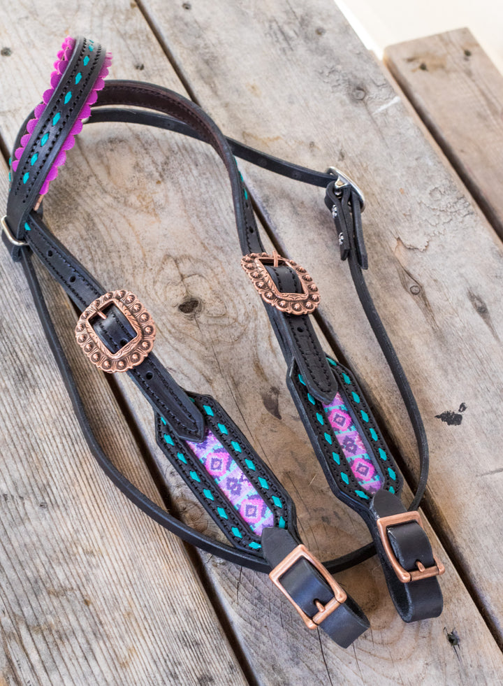 [ In Stock ] Pink Purple Aztec- One Ear Black  - Quick Change