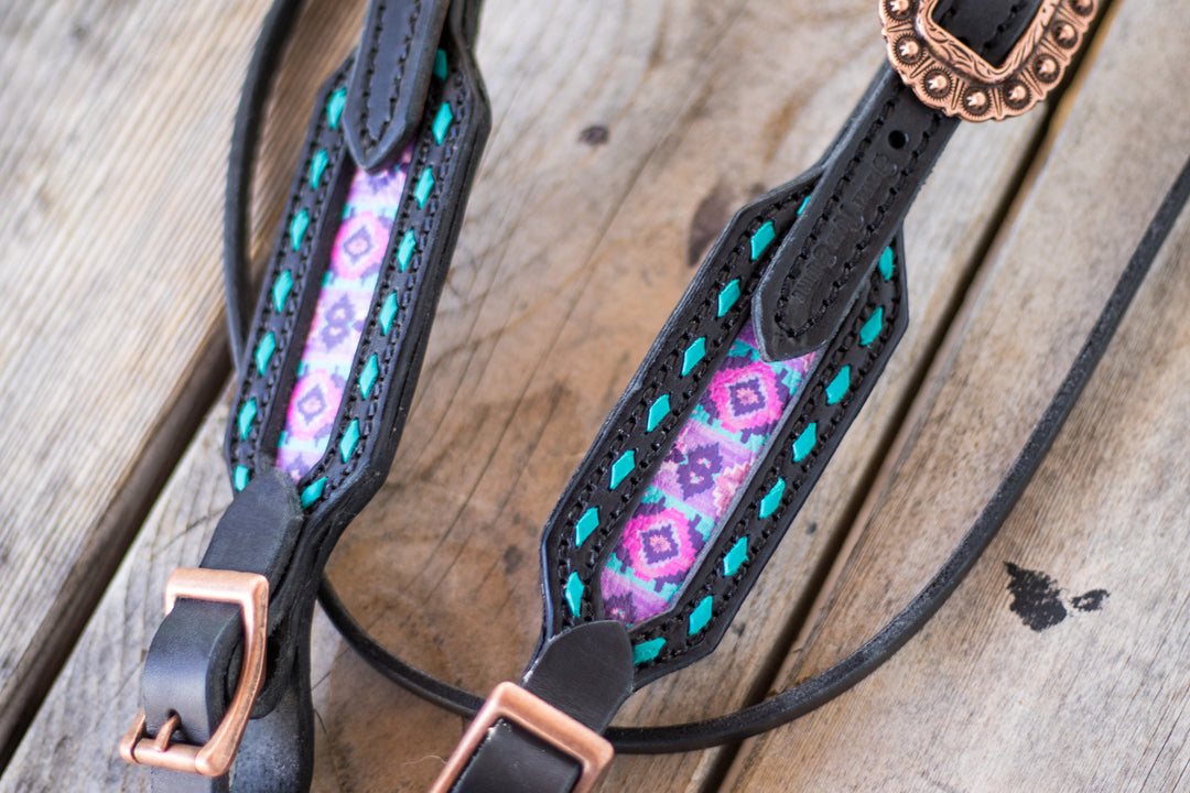 [ In Stock ] Pink Purple Aztec- One Ear Black  - Quick Change