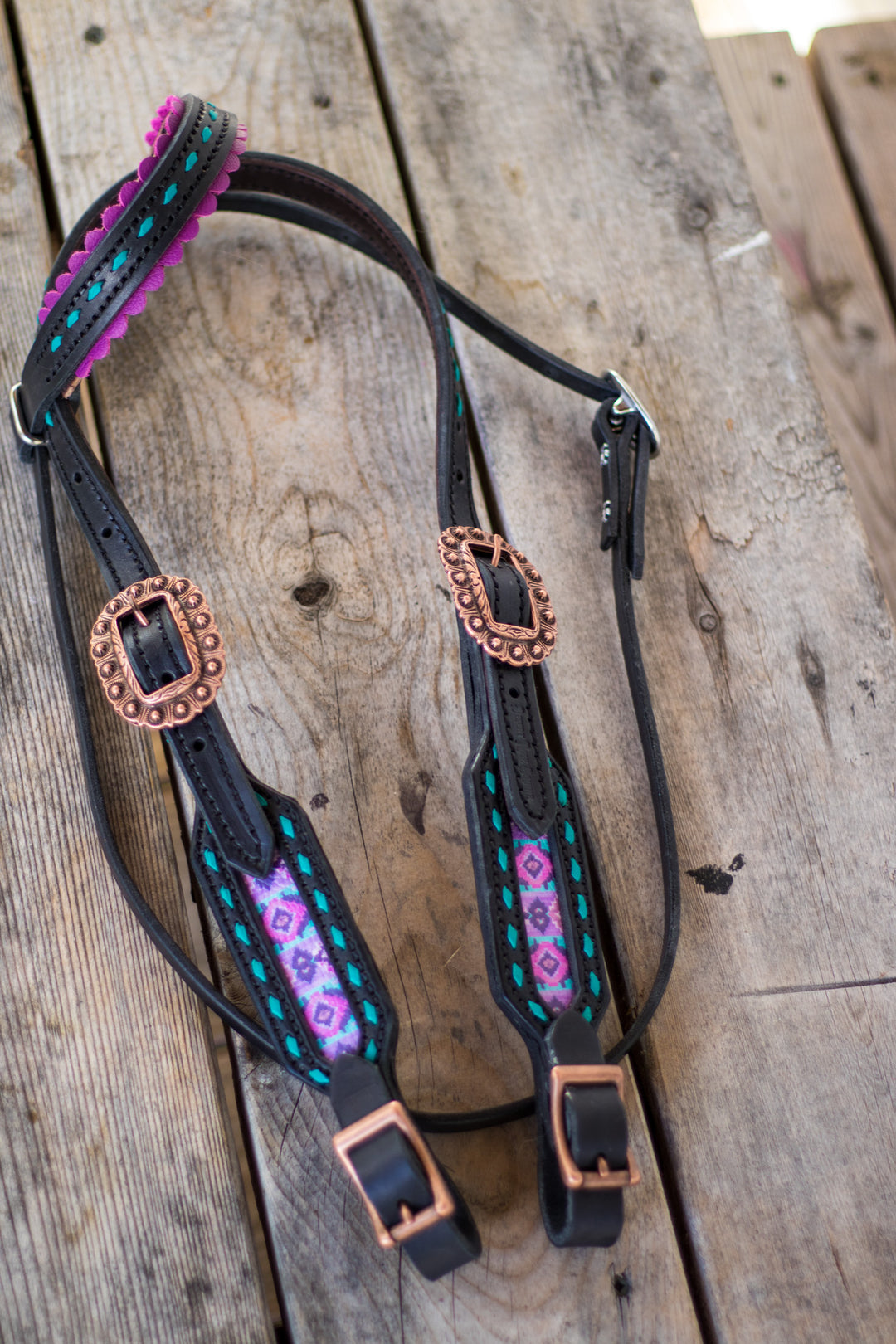 [ In Stock ] Pink Purple Aztec- One Ear Black  - Quick Change