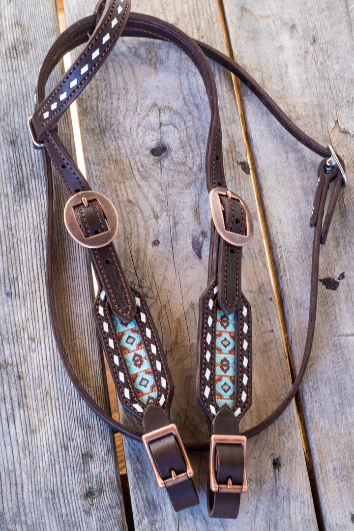 [ In Stock ] Orange Turquoise  Aztec- One Ear Chocolate   - Quick Change