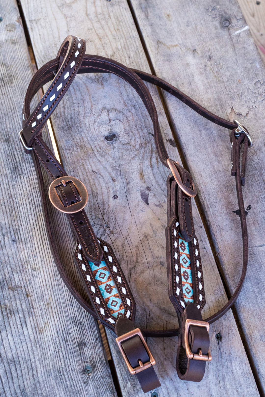 [ In Stock ] Orange Turquoise  Aztec- One Ear Chocolate   - Quick Change