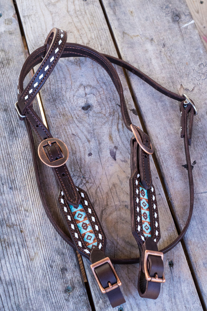 [ In Stock ] Orange Turquoise  Aztec- One Ear Chocolate   - Quick Change