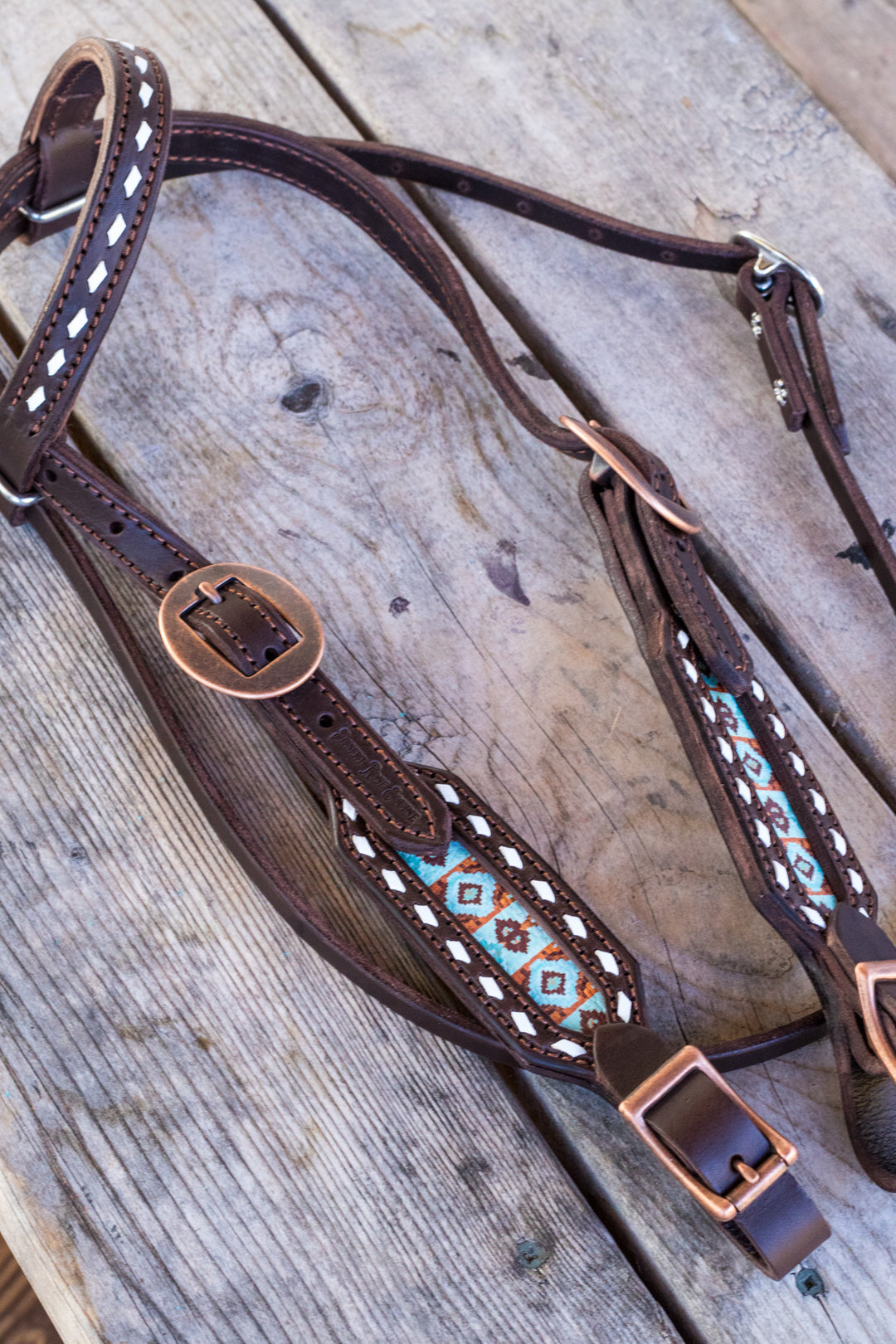 [ In Stock ] Orange Turquoise  Aztec- One Ear Chocolate   - Quick Change