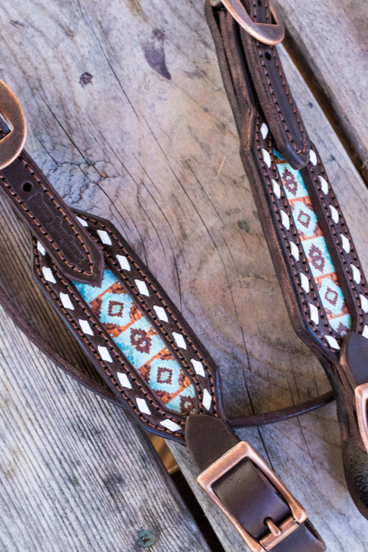 [ In Stock ] Orange Turquoise  Aztec- One Ear Chocolate   - Quick Change