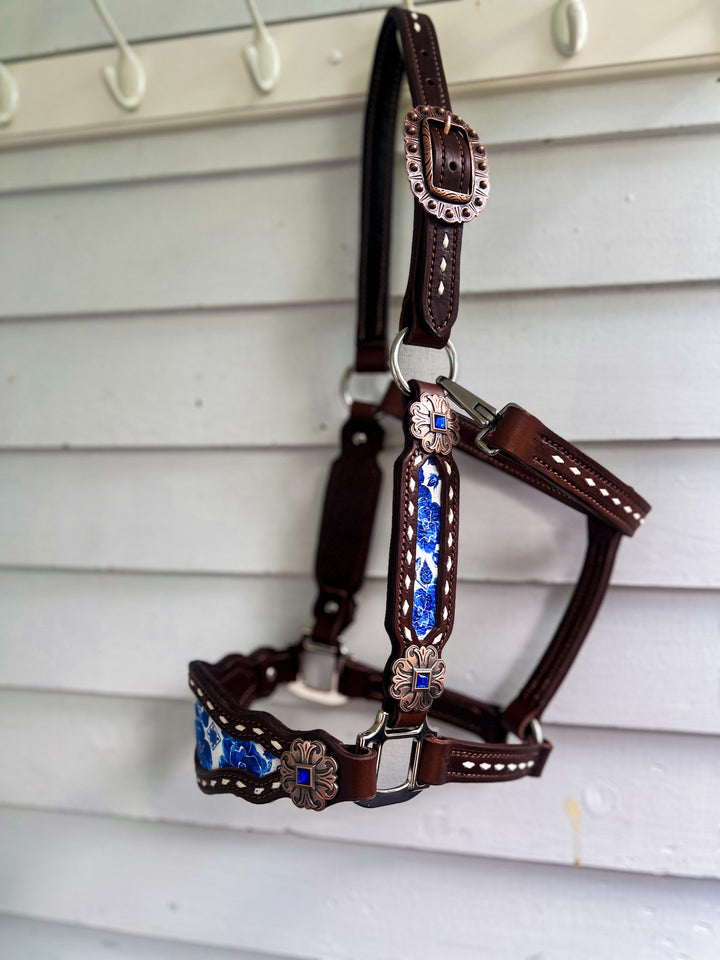 [ Stock] Full Leather Halter - Livie on hickory