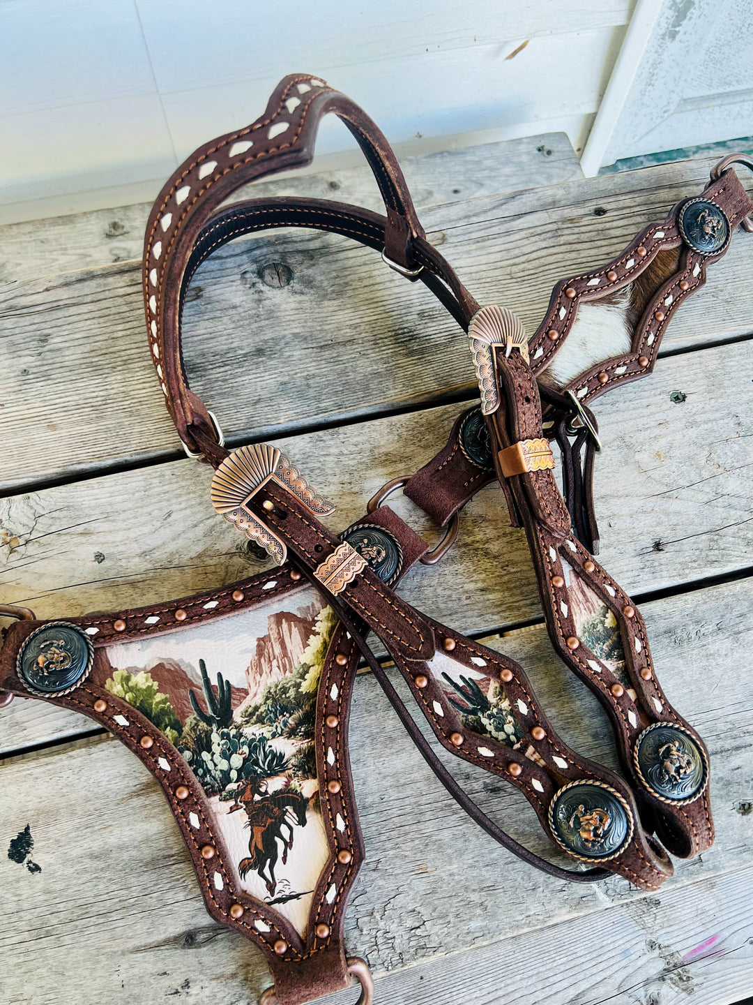 [In Stock] Brown Howdy -  Large Centerplate Tack Set - Howdy