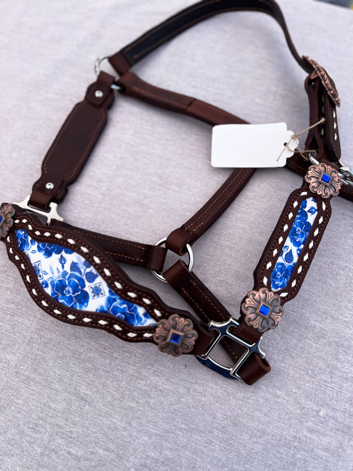 [ Stock] Full Leather Halter - Livie on hickory
