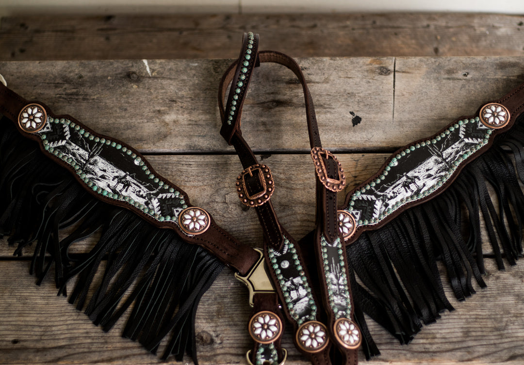 [PREORDER] Moonstone Cowgirl Tack Set- chocolate w/ black fringe
