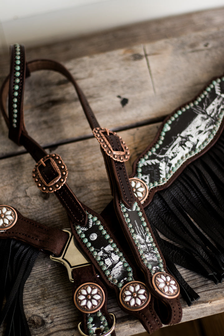 [PREORDER] Moonstone Cowgirl Tack Set- chocolate w/ black fringe