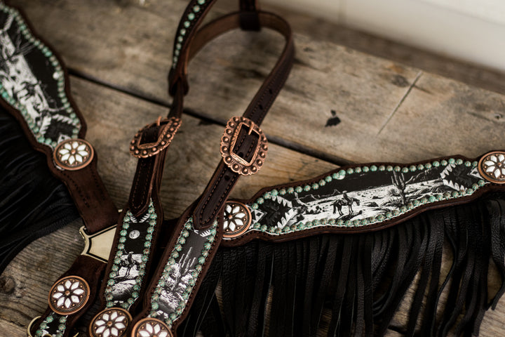 [PREORDER] Moonstone Cowgirl Tack Set- chocolate w/ black fringe