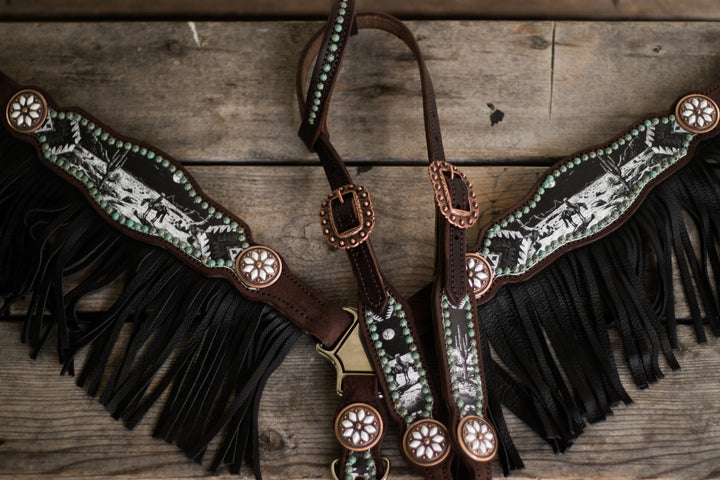 [PREORDER] Moonstone Cowgirl Tack Set- chocolate w/ black fringe