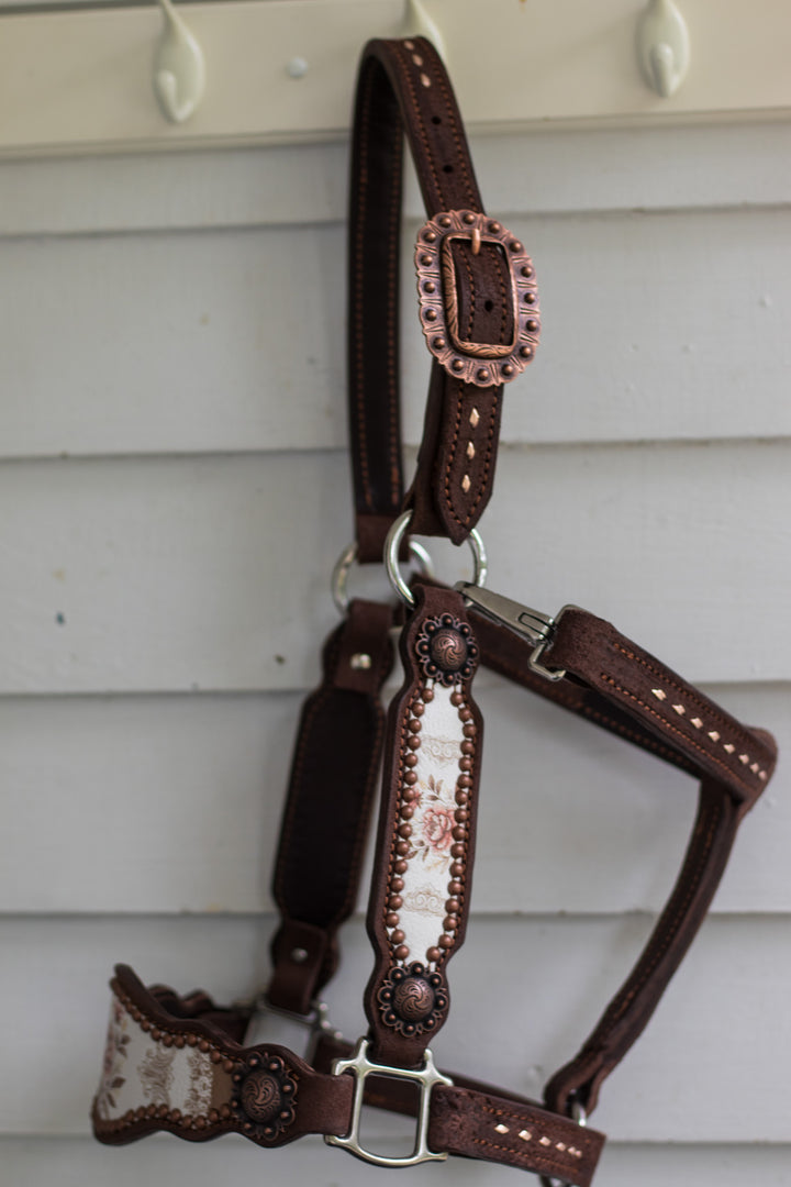 [ Stock] Full Leather Halter - The Blushing Drawing Room on chocolate roughout