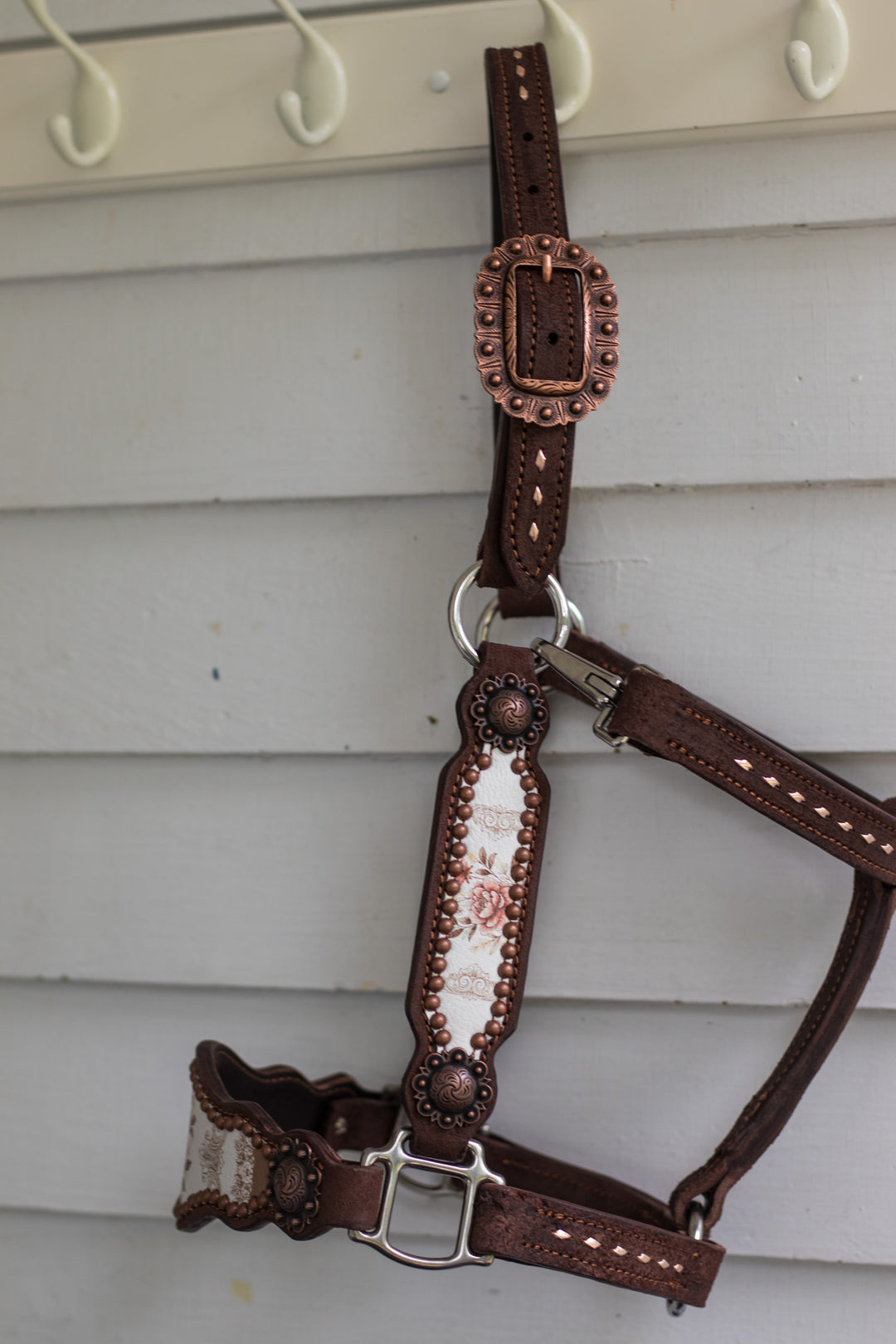 [ Stock] Full Leather Halter - The Blushing Drawing Room on chocolate roughout