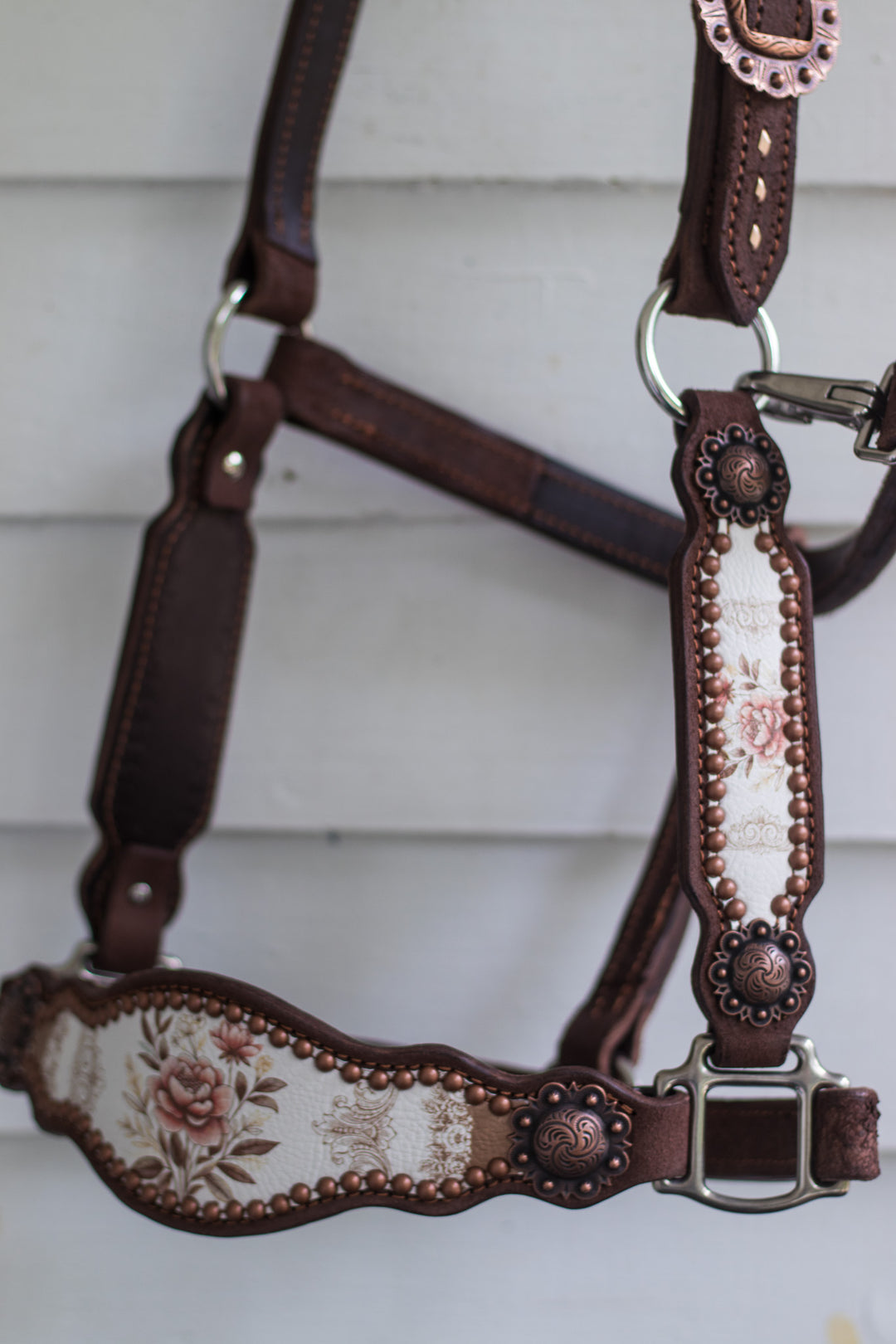 [ Stock] Full Leather Halter - The Blushing Drawing Room on chocolate roughout
