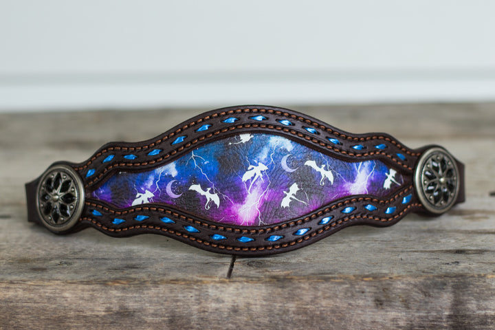 [ In Stock ] Stars and Scales- blue and purple - bronc noseband
