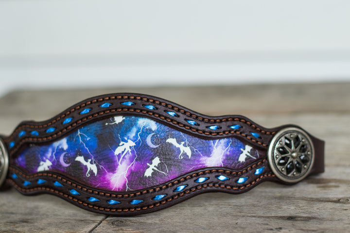 [ In Stock ] Stars and Scales- blue and purple - bronc noseband