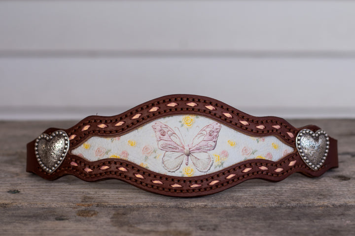 [ In Stock ] Baby Pink and Yellow Butterfly- bronc noseband