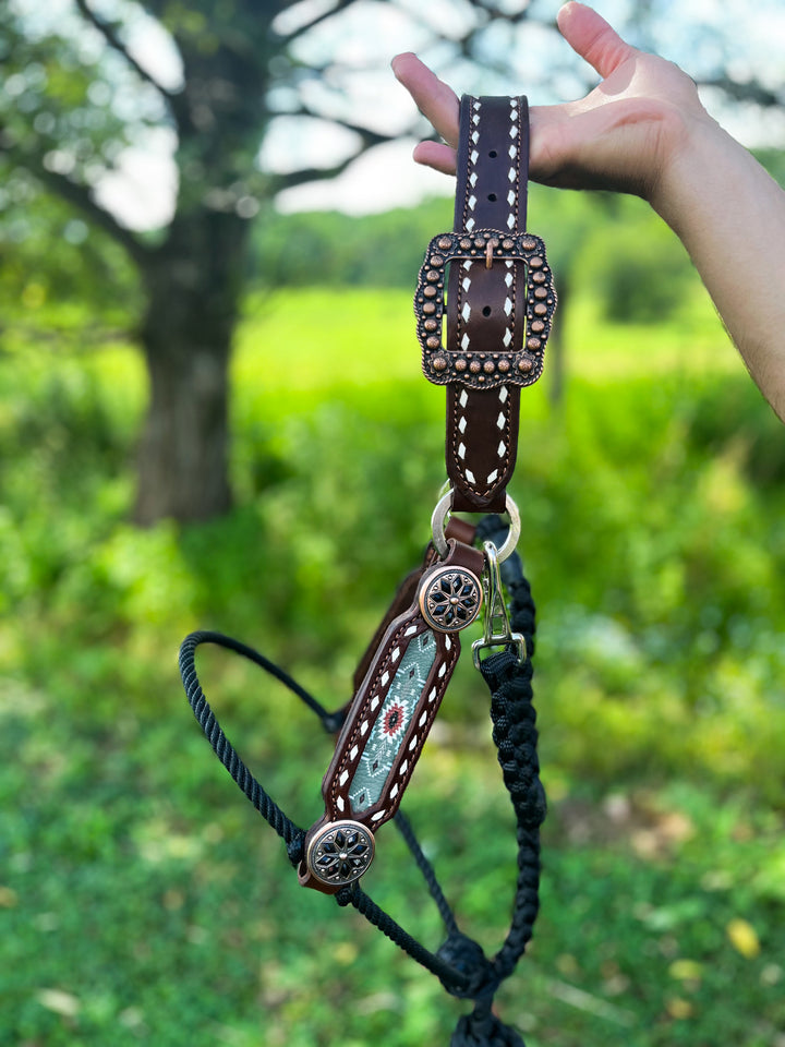 [ Stock] Lariat Muletape Halter- sage aztec