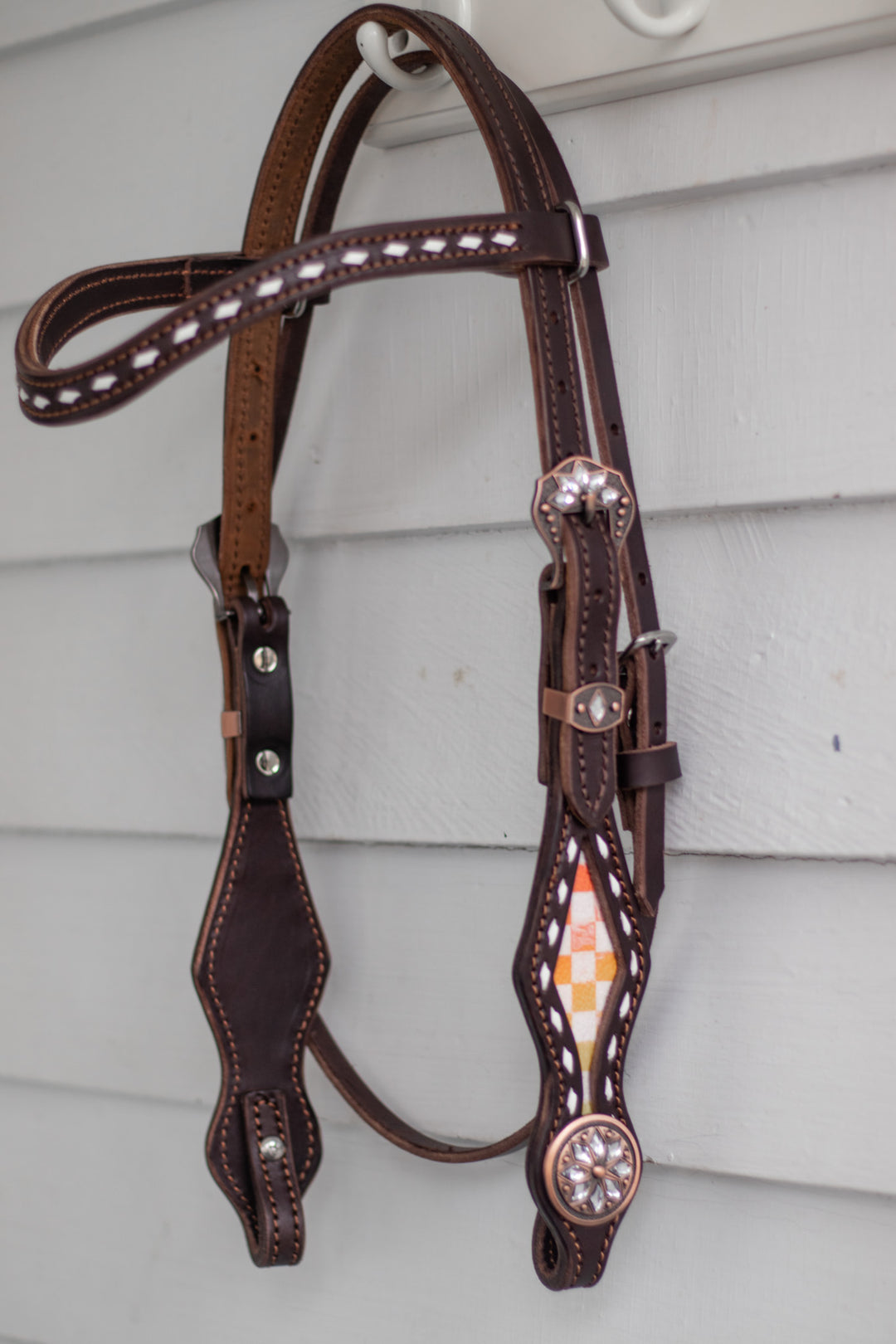 [ In Stock ] Checkers - orange/yellow- u brow headstall