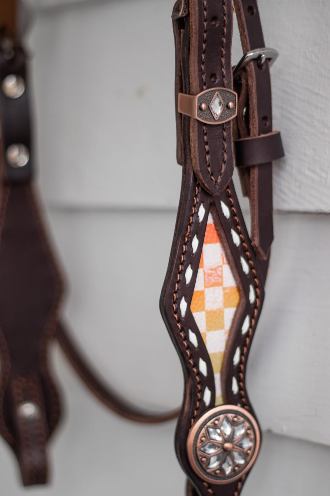 [ In Stock ] Checkers - orange/yellow- u brow headstall