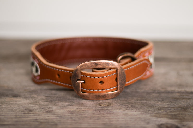 [ In Stock]  Mabel Dog Collar ( pink lace) - 16-19"