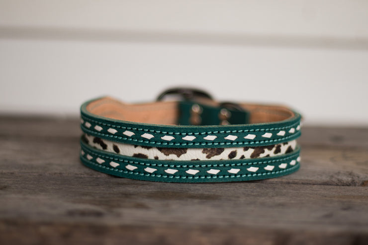 [ In Stock] Mabel Dog Collar (turquoise leather) - 18-21"