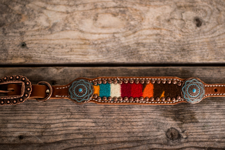 [ In Stock]  Multicolor wool Dog collar - 12-15”"