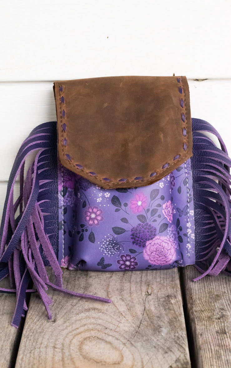 [In Stock] Perry Full design  Back Cinch Saddle Bag- Purple fringe