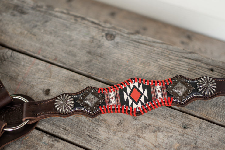 * [In Stock] Ellie Black and Red with Red whipstitch - Breastcollar ONLY