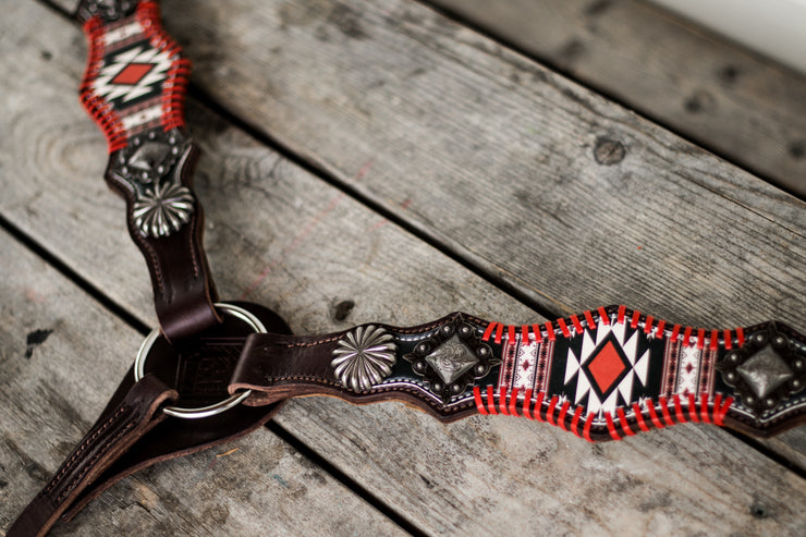 * [In Stock] Ellie Black and Red with Red whipstitch - Breastcollar ONLY