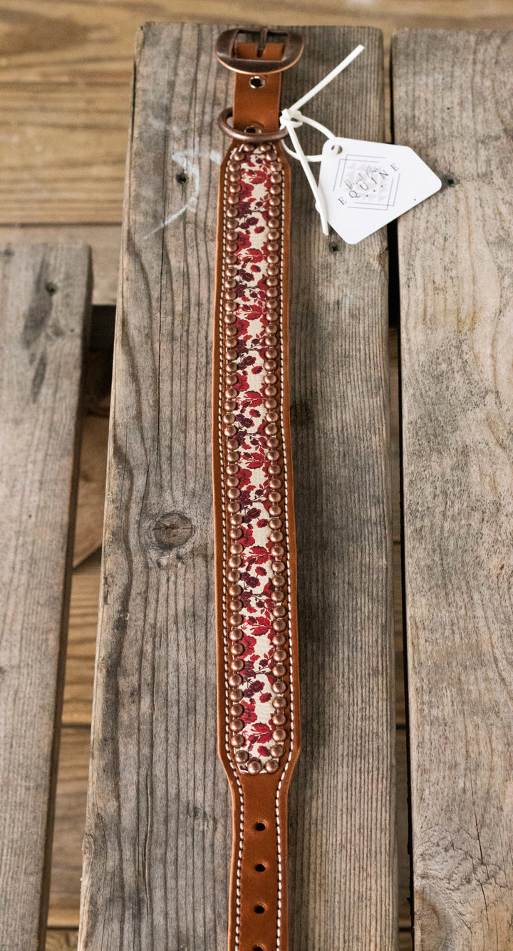 [ In Stock] Burgundy Floral Dog Collar - 18-21"