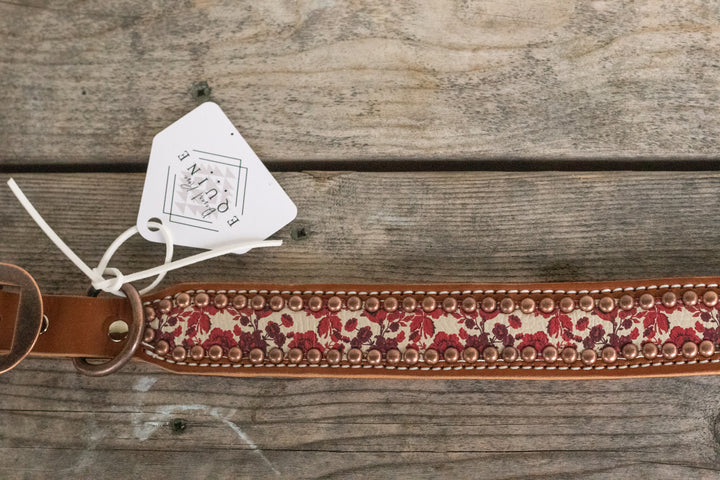 [ In Stock] Burgundy Floral Dog Collar - 18-21"