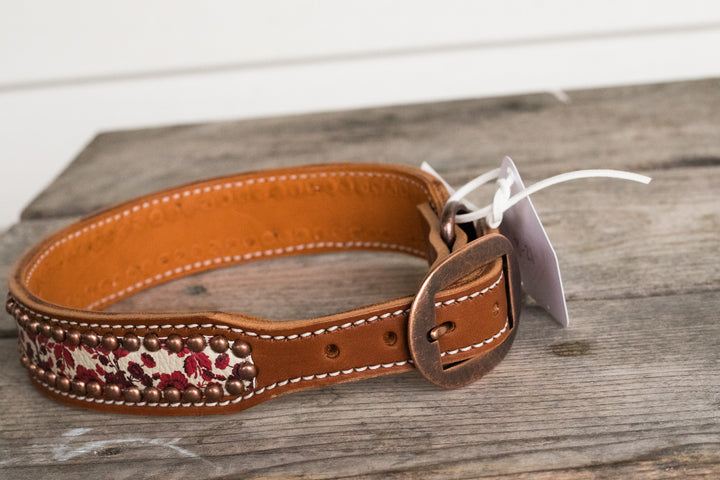 [ In Stock] Burgundy Floral Dog Collar - 18-21"