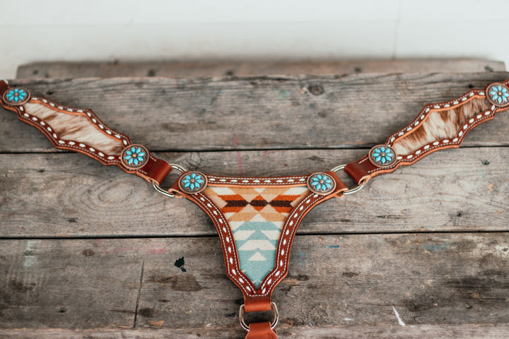 [Made to order] Wool x Cowhide Largecenterplate tack set